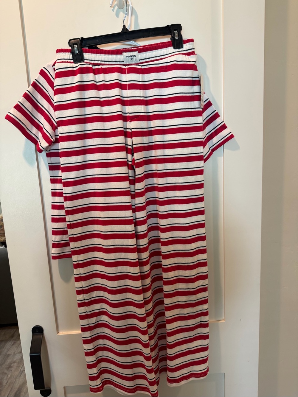 Parke & Ronen Red & White Striped Track Pants